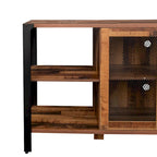Meuble TV de ferme de 80 pouces, meuble de télévision moderne horizontal en bois et métal avec étagère ouverte