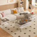 Gray Glass Coffee & End Table Set of 3, Modern Style, Seats 2–4