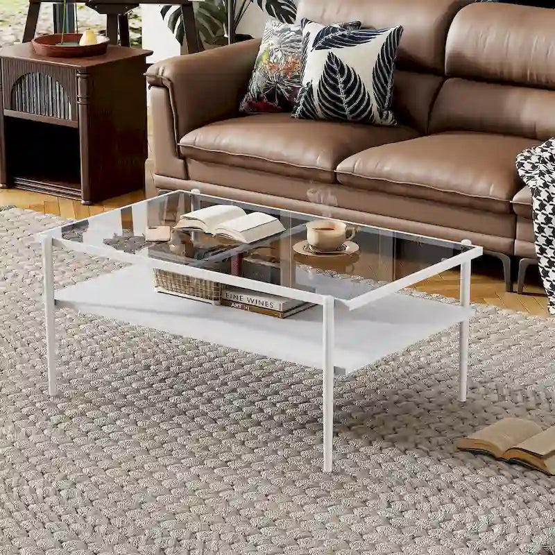 Gray Glass Coffee & End Table Set of 3, Modern Style, Seats 2–4
