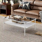 Gray Glass Coffee & End Table Set of 3, Modern Style, Seats 2–4