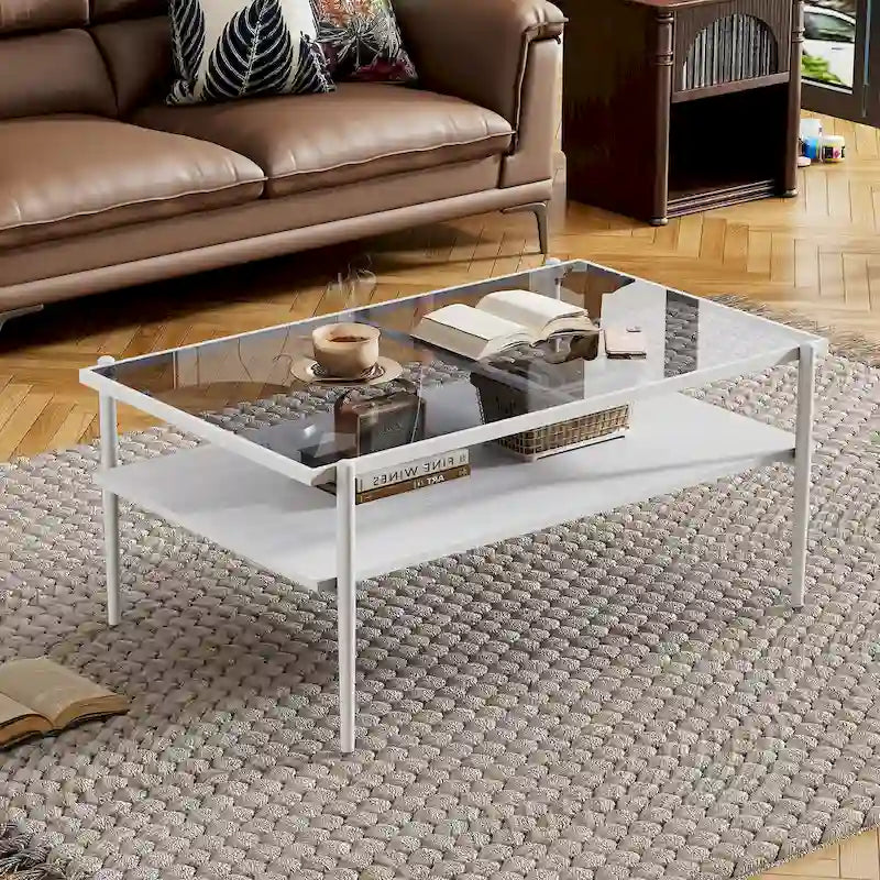 Gray Glass Coffee & End Table Set of 3, Modern Style, Seats 2–4