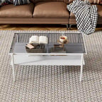 Gray Glass Coffee & End Table Set of 3, Modern Style, Seats 2–4