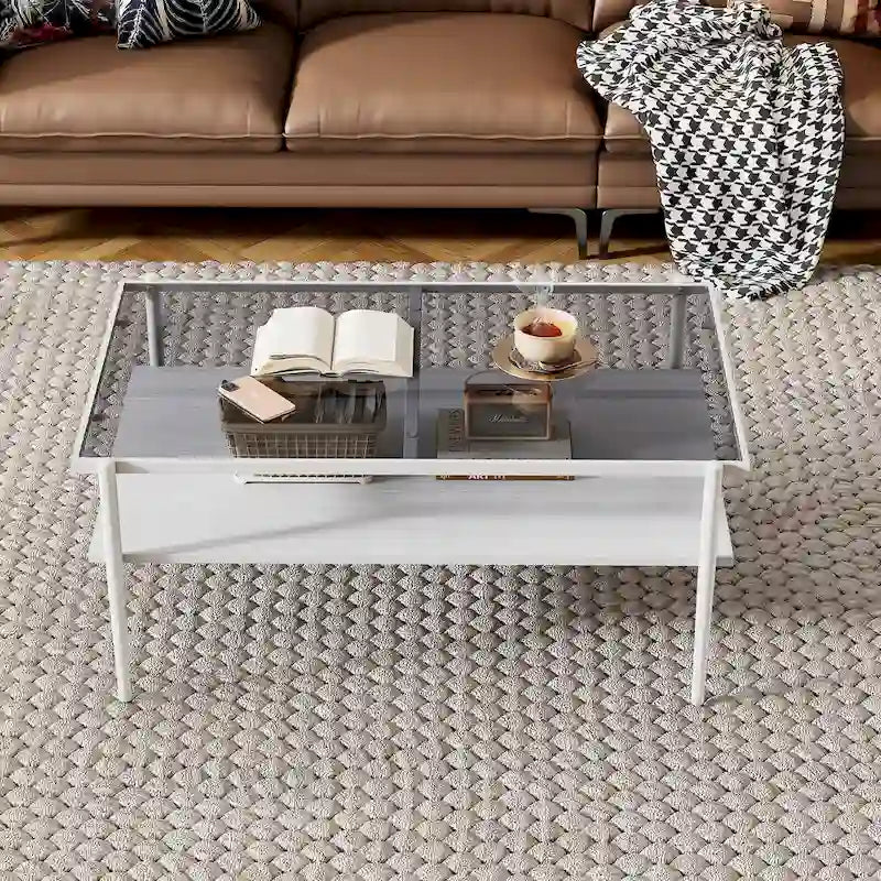 Gray Glass Coffee & End Table Set of 3, Modern Style, Seats 2–4
