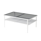 Gray Glass Coffee & End Table Set of 3, Modern Style, Seats 2–4