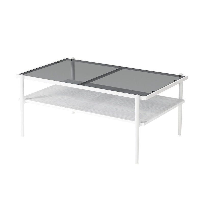Gray Glass Coffee & End Table Set of 3, Modern Style, Seats 2–4