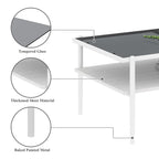Gray Glass Coffee & End Table Set of 3, Modern Style, Seats 2–4