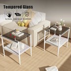 Gray Glass Coffee & End Table Set of 3, Modern Style, Seats 2–4