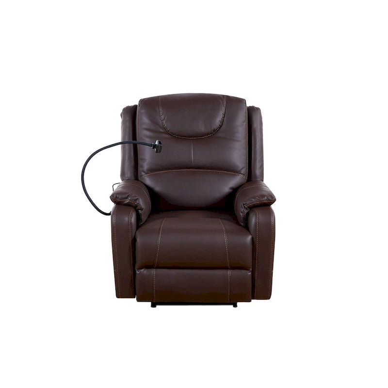 Fauteuil inclinable électrique en similicuir marron/noir avec massage et chauffage, une place