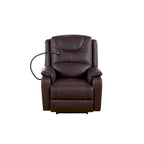 Fauteuil inclinable électrique en similicuir marron/noir avec massage et chauffage, une place