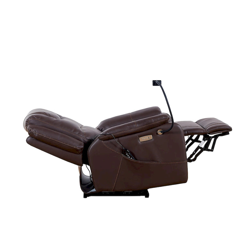 Brown / Black Faux Leather Power Recliner Chair with Massage & Heating, Single Seat