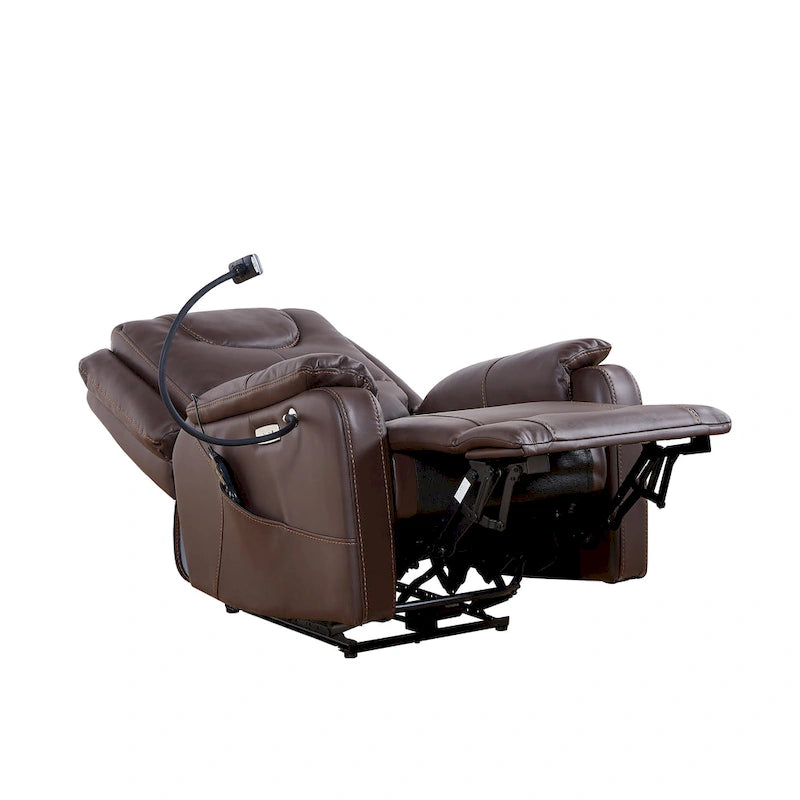 Brown / Black Faux Leather Power Recliner Chair with Massage & Heating, Single Seat