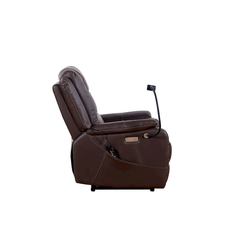Fauteuil inclinable électrique en similicuir marron/noir avec massage et chauffage, une place