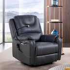 Fauteuil inclinable électrique en similicuir marron/noir avec massage et chauffage, une place
