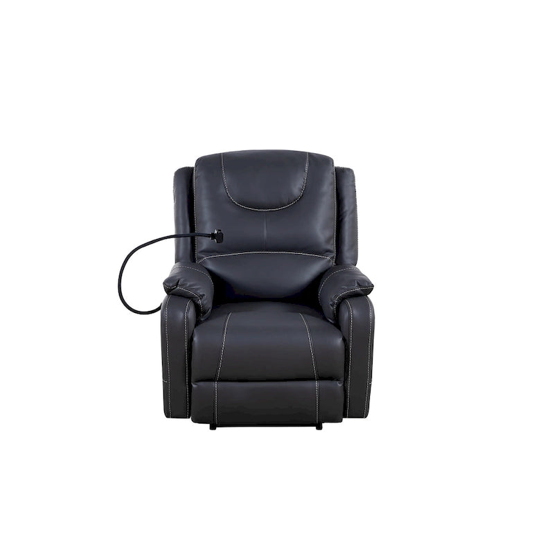 Fauteuil inclinable électrique en similicuir marron/noir avec massage et chauffage, une place