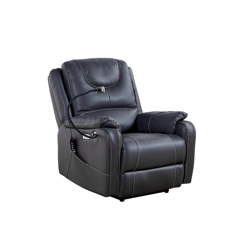 Fauteuil inclinable électrique en similicuir marron/noir avec massage et chauffage, une place
