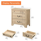 White Farmhouse TV Stand with 3 Drawers, for 2-Person Assembly