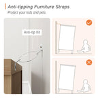 White Farmhouse TV Stand with 3 Drawers, for 2-Person Assembly