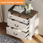 White Farmhouse TV Stand with 3 Drawers, for 2-Person Assembly
