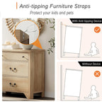 White Farmhouse TV Stand with 3 Drawers, for 2-Person Assembly