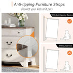 White Farmhouse TV Stand with 3 Drawers, for 2-Person Assembly
