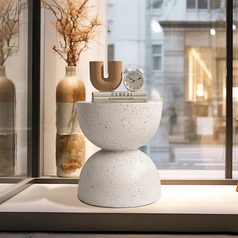 Table d'appoint ronde en béton blanc graphite, pour 1