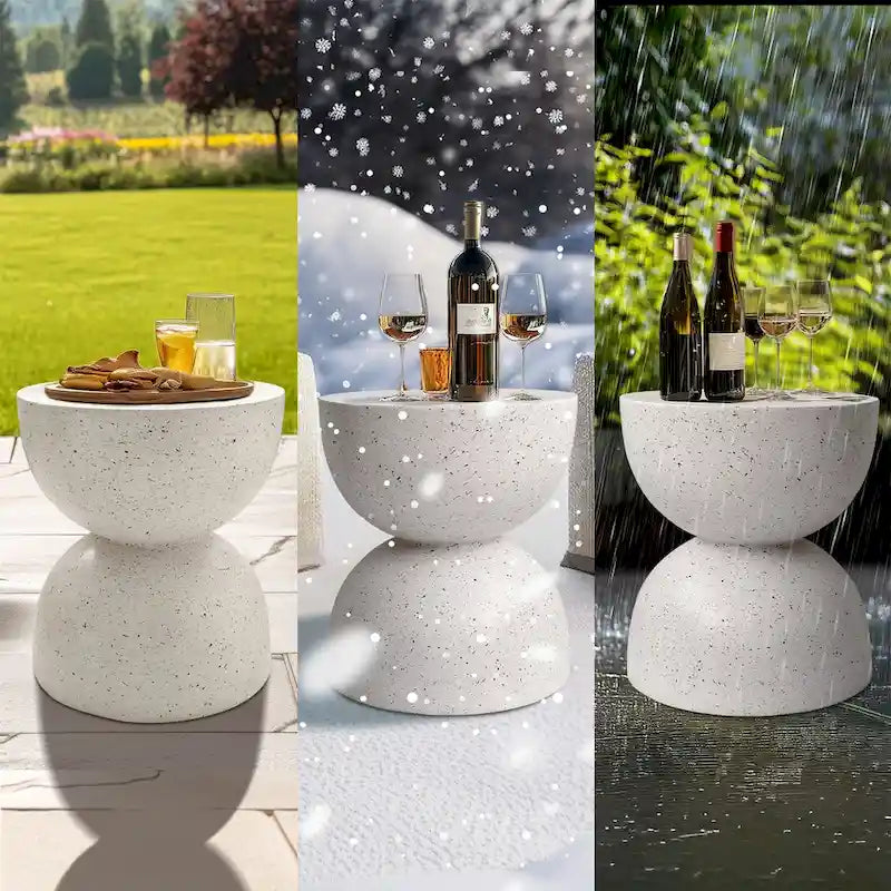 Table d'appoint ronde en béton blanc graphite, pour 1