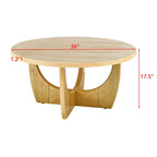 Table basse ronde en chêne avec rangement coulissant, style Mid-Century
