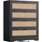 Commode 4 tiroirs pour chambre, commode en rotin