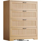 Commode 4 tiroirs pour chambre, commode en rotin