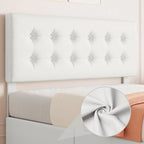 Gray Linen Queen Bed Frame with 4 Storage Drawers & Adjustable Headboard, 1-Person Assembly
