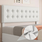 Gray Linen Queen Bed Frame with 4 Storage Drawers & Adjustable Headboard, 1-Person Assembly