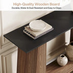 Console en Noyer et Noir avec Étagère de Rangement, Assemblage par 1 Personne, 119 cm