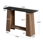 Console en Noyer et Noir avec Étagère de Rangement, Assemblage par 1 Personne, 119 cm