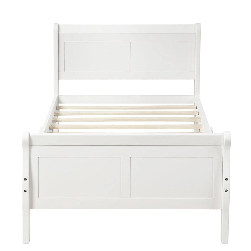 Lit plateforme jumeau chêne/blanc/expresso avec tête et pied de lit