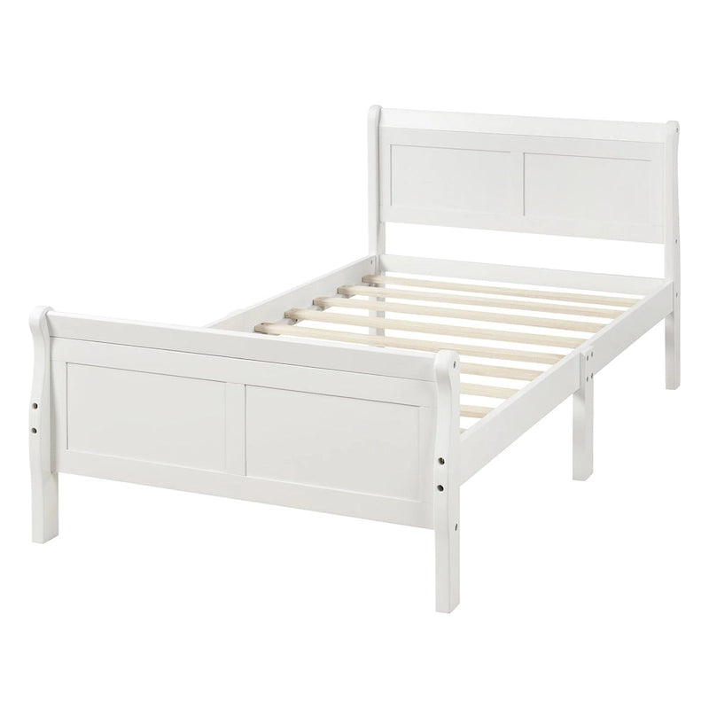 Lit plateforme jumeau chêne/blanc/expresso avec tête et pied de lit