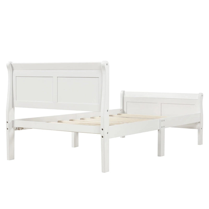 Lit plateforme jumeau chêne/blanc/expresso avec tête et pied de lit