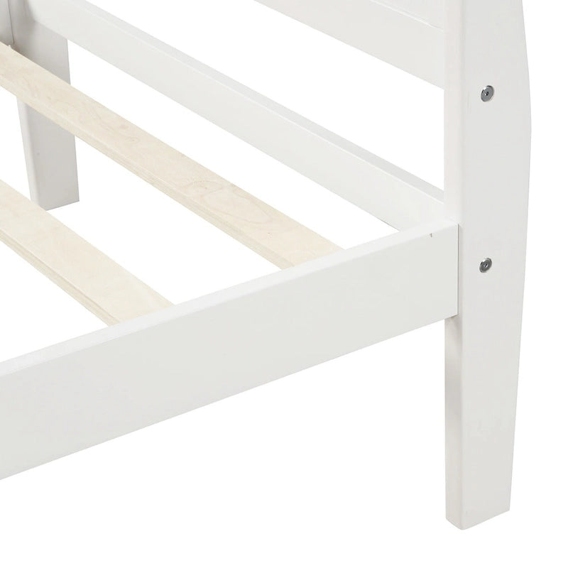 Lit plateforme jumeau chêne/blanc/expresso avec tête et pied de lit