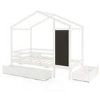 Costway Twin House Bed with 2 Storage Drawers Solid Wood Platform Bed