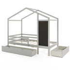 Lit cabane jumeau Costway avec 2 tiroirs de rangement Lit plateforme en bois massif