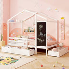 Lit cabane jumeau Costway avec 2 tiroirs de rangement Lit plateforme en bois massif