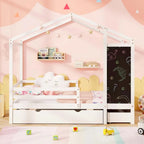Lit cabane jumeau Costway avec 2 tiroirs de rangement Lit plateforme en bois massif