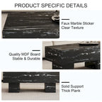 Table basse en MDF de 43,3 po avec texture marbre noir et capacité de charge de 300 lb