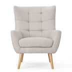 Fauteuil d'appoint à oreilles mi-century gris/vert sarcelle/blé, capitonné, une place