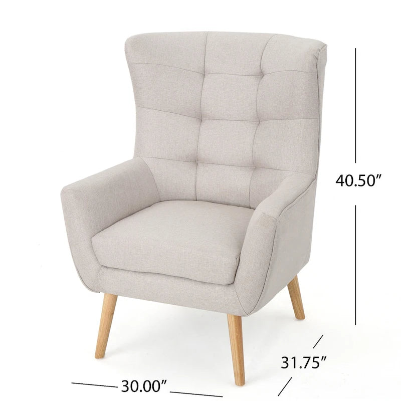 Fauteuil d'appoint à oreilles mi-century gris/vert sarcelle/blé, capitonné, une place