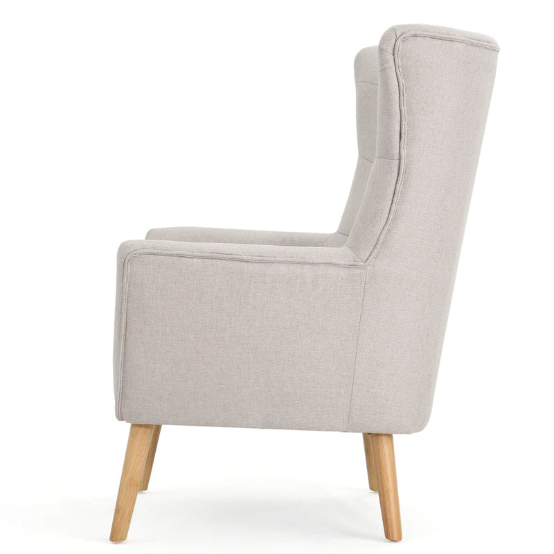 Fauteuil d'appoint à oreilles mi-century gris/vert sarcelle/blé, capitonné, une place