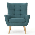 Fauteuil d'appoint à oreilles mi-century gris/vert sarcelle/blé, capitonné, une place