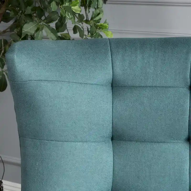 Fauteuil d'appoint à oreilles mi-century gris/vert sarcelle/blé, capitonné, une place