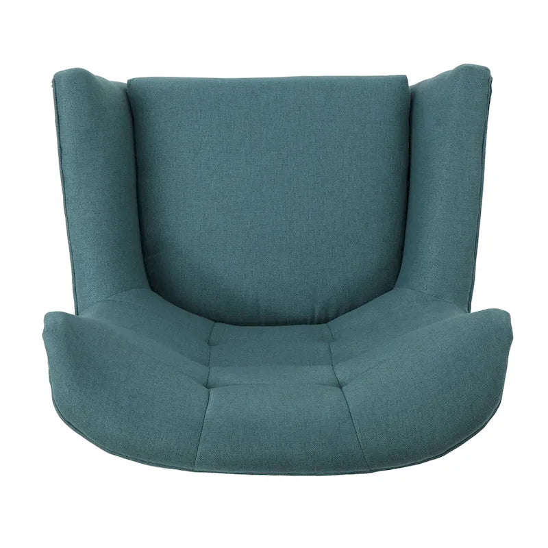 Fauteuil d'appoint à oreilles mi-century gris/vert sarcelle/blé, capitonné, une place