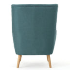 Fauteuil d'appoint à oreilles mi-century gris/vert sarcelle/blé, capitonné, une place