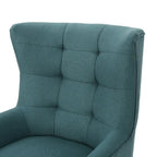 Fauteuil d'appoint à oreilles mi-century gris/vert sarcelle/blé, capitonné, une place